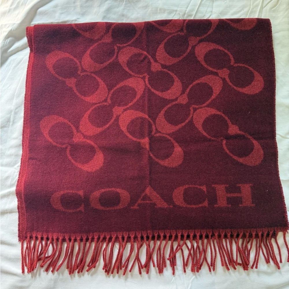 Coach Burgundy Signature Scarf